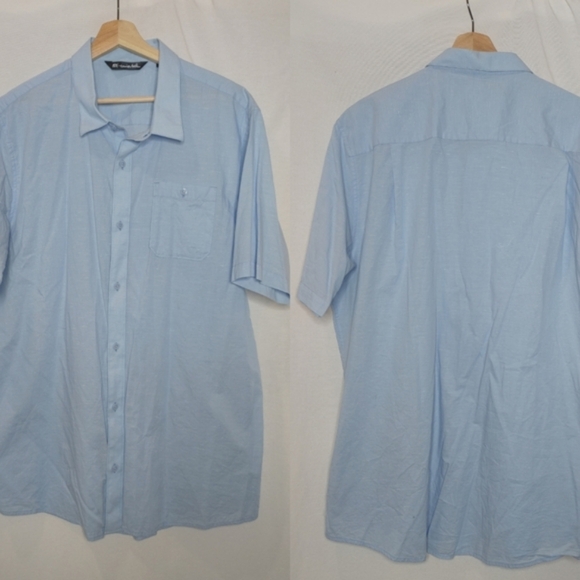 Travis Mathew Shirt Button Front‎ Shirt Sleeveless Cotton Blend Light Blue XXL - Picture 1 of 6